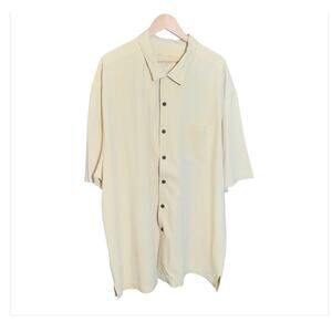 Tommy Bahama Mens 100% Silk Embroidered Logo Short Sleeve Shirt Size 2XT